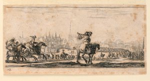 Plade 12, fra "Designs of Some Troop Conduct, Cannons, and Attacks on Towns" af Stefano della Bella