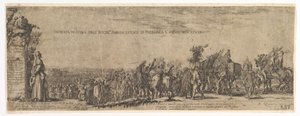 Plade 1: Den polske ambassadørs indtog i Rom, Medici-våbenskjoldet til venstre, 1633. af Stefano della Bella