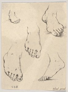 Plade 7: Fem fod, fra Bogen om at lære at tegne Livre pour apprendre à dessi..., ca. 1649. af Stefano della Bella