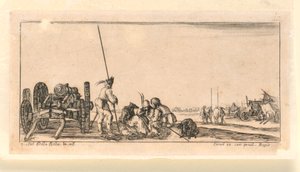 Plade 9, fra "Designs for Some Troop Conduct, Cannons and Attacks on Towns" af Stefano della Bella