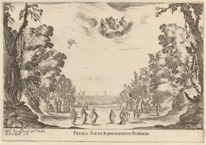 Repræsentant for første scene i Firenza af Stefano della Bella