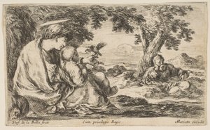 Hvil på flugten til Egypten, ca. 1641. af Stefano della Bella