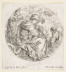 Hvil på flugten til Egypten, ca. 1641. af Stefano della Bella