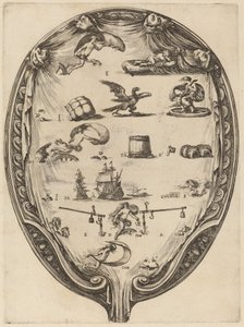 Skærm, der viser den italienske Rebus of Fortune af Stefano della Bella