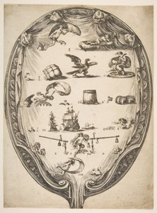 Skærm med Rebus of Fortune, ca. 1639. af Stefano della Bella