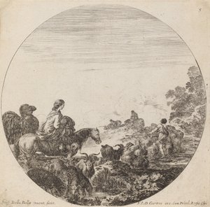 Hyrder og flok med kvinde og kamel, 1646. af Stefano della Bella
