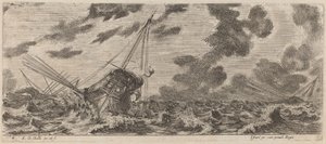 Skib i Storm, 1644. af Stefano della Bella