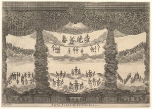 Sjette scene, himlen, fra gudernes ægteskab Le nozze degli Dei, 1637. af Stefano della Bella