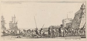 Soldater overvåger indskibning, 1644. af Stefano della Bella