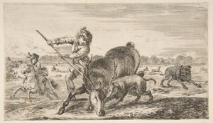Stag at bay, fra Animal hunts Jagter forskellige dyr, ca. 1654. af Stefano della Bella