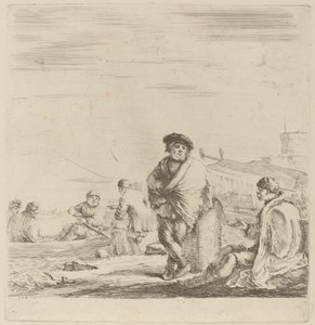 Stående sømand taler med en siddende Levantine. af Stefano della Bella
