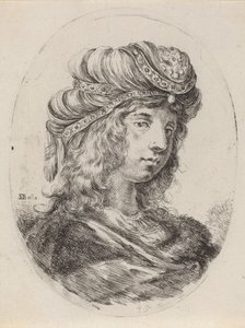 Sultanesse i en båndet turban, drejet til højre, 16491650. af Stefano della Bella