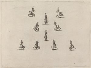 Ti kavalerer med store plumerede hjelme, 1652. af Stefano della Bella