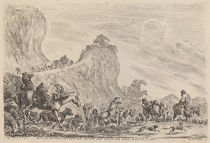 Jakobs afgang til Egypten, sandsynligvis 1647. af Stefano della Bella