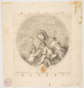 Jomfruen og barnet med Johannes, en rund komposition, ca. 1641. af Stefano della Bella