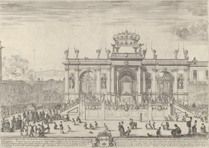 Det hellige nadveralter, til venstre, nadveren under en baldakin, båret i p..., ca. 1648. af Stefano della Bella