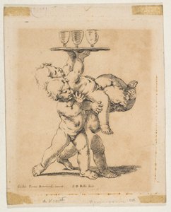 Tre børn med en bakke, ca. 1638. af Stefano della Bella