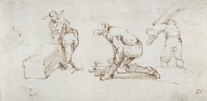 Tre figurstudier af Stefano della Bella