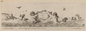 Titelblad for ornamenter af friser og fogliani, sandsynligvis 1648. af Stefano della Bella