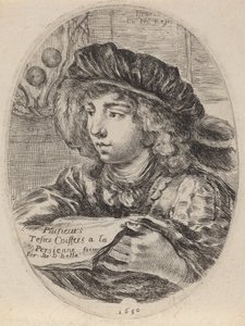 Titelside for flere hoveder afdækket med Louvre, 1650. af Stefano della Bella