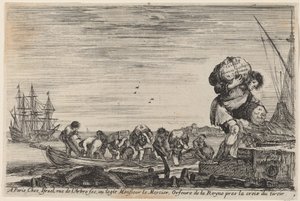 Titelside for udsigt over havets havne, 1647. af Stefano della Bella