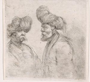 To tyrkiske mænd med overskæg og turbaner af Stefano della Bella