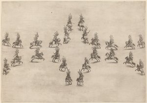 Fireogtyve kavalerer i en oval, 1652. af Stefano della Bella