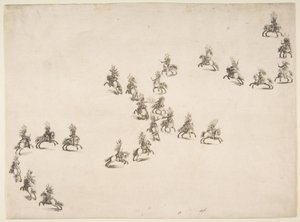 Fireogtyve kavalerer danner et dobbelt S, 1652. af Stefano della Bella