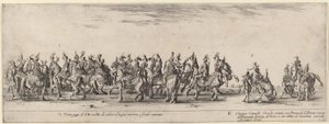Tyve sider og fem tyrkiske heste, 1633. af Stefano della Bella
