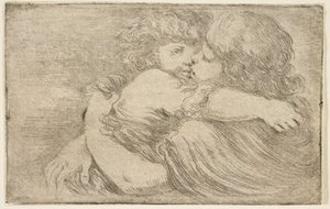 To børn omfavnelse, ca. 1662. af Stefano della Bella