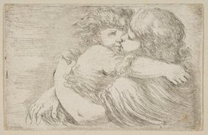To børn omfavnelse, ca. 1662. af Stefano della Bella
