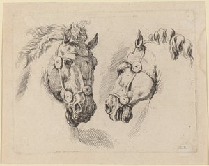 To Hestehoveder, formentlig 1649. af Stefano della Bella