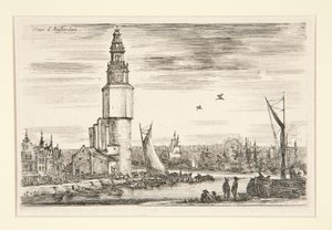 Udsigt over Amsterdam, fra serien Udsigter over havne af Stefano della Bella