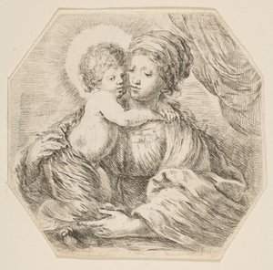 Virgin and Christ Child, en ottekantet komposition, ca. 1649. af Stefano della Bella