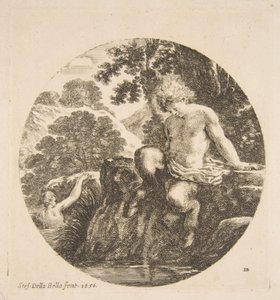 Ung Satyr ved at bade i en flod, fra 