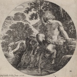Ung Satyr ved bredden af en å, 1656. af Stefano della Bella