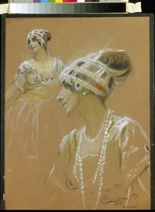 Portræt af ballerinaen Vera Fokina (1886-1958). (Portræt af balletdanseren V. Fokina). Værk af Stepan Fyodorovich Chuprinenko (1870-?), pastel på pap af Stepan Fyodorovich Chuprinenko