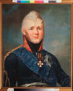 Portræt af kejser Alexander I, Ruslands zar (1777-1825). Maleri af Stepan Semyonovich Shchukin (Schchukin) (1762-1828), olie på lærred, efter 1805. Russisk kunst fra 1800-tallet. State V. Tropinin Museum, Moskva.