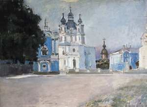 Le couvent Smolny a Sankt Petersborg (Smolnyklosteret i Sankt Petersborg) - Maleri af Stepan Petrovich Yaremich (1869-1938/1939) - Olie på lærred, begyndelsen af ​​det 20. århundrede, russisk kunst, begyndelsen af ​​det 20. århundrede - Statens Eremitage,  af Stepan Yaremich