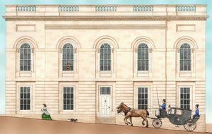 Armagh Robinson Library, Armagh, N. Ireland: eksteriør i 1852, 2001 (blæk og akvarel) af Stephen Conlin