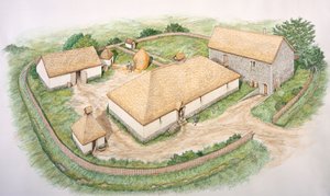 South Manor, Wharram Percy middelalderlandsby, North Yorkshire, 1200-tallet c2000