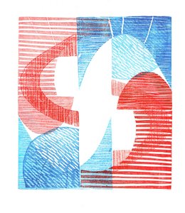 1961 III, 2016 (linoleumstryk på papir) af Stephen Dow