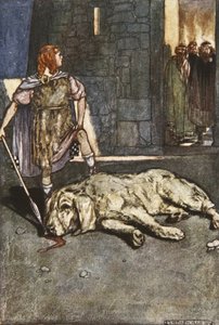Cuchalain dræber Hound of Culain, illustration fra 