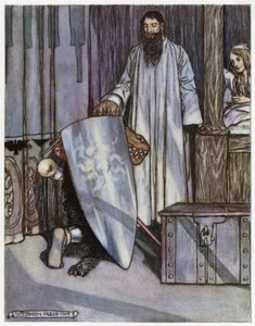 Illustration til Siegfried the Dragon-Slayer (farve litho) af Stephen Reid