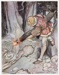 Illustration til Siegfried the Dragon-Slayer (farve litho)