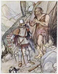 Illustration til Siegfried the Dragon-Slayer (farve litho) af Stephen Reid