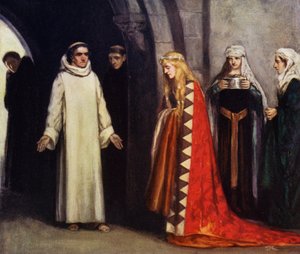 Sankt Bernard og hans søster Hombeline (farve litho) af Stephen Reid