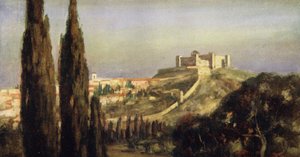 Spoleto, Sankt Benedikts fødested (farve litho) af Stephen Reid