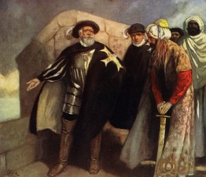 The White Cross Knights i Fort of Saint Angelo (farve litho)