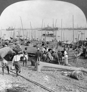 Havn i Rangoon ved Irrawaddy-floden, Burma, 1908